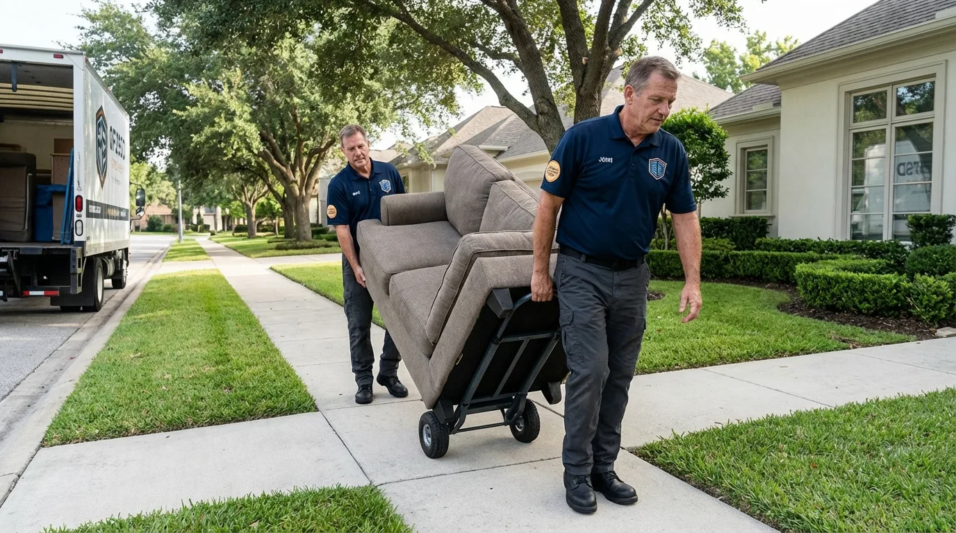 Local residential moving crew loading furniture in Minden, NE